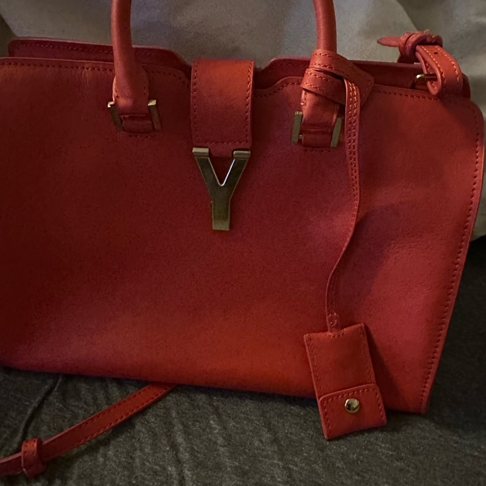 Red Handbag with Gold Accent